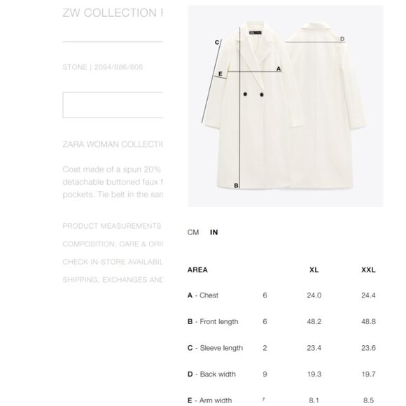 Zara Cream Trench Coat with Faux Fur Collar - Picture 13 of 15